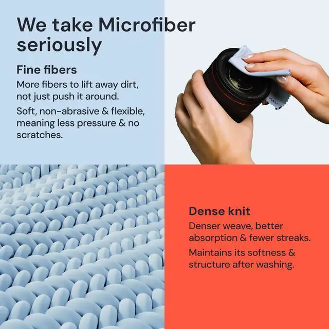 Alt view image 4 of 7 - Elite Screens Microfiber Cleaning Cloth - 12" x 12", 4-Pack, Blue - Oversized Screen Cleaning Cloth - Streak-Free Glasses Wipes - Scratch-Resistant Lens Wipes for Eyeglasses