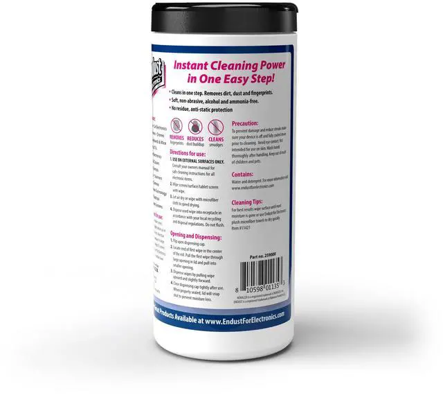 Alt view image 4 of 5 - Endust Antistatic Premoistened Wipes for Electronics, Cloth, 6 x 6, Unscented, 70/Tub