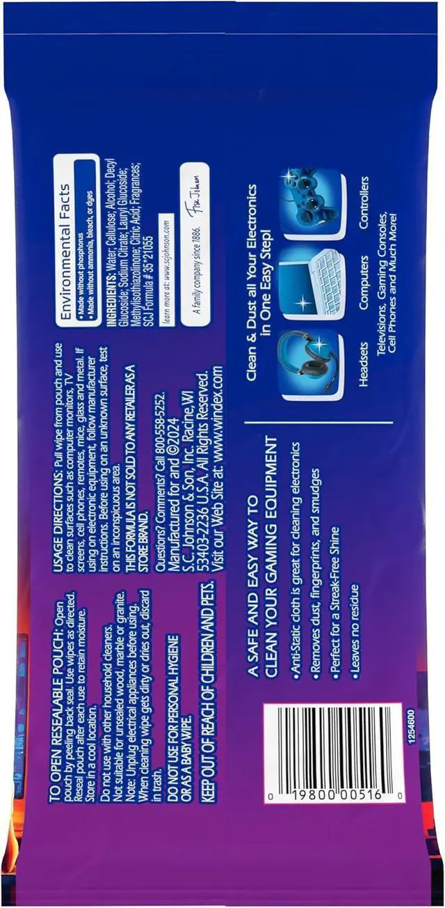 Alt view image 7 of 7 - Windex Gaming Cleaning Wipes, Pre-Moistened Wipes to Instantly Clean all Gaming Gear and Electronics, Resealable Packaging for a Freshness Lock, 25 count (Pack of 1)