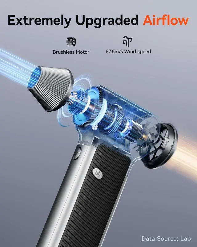 Alt view image 3 of 7 - WOLFBOX MF200 Compressed Air Duster with Removable Battery & 4 Nozzles, Cordless 3-Speed Adjustable Mini Blower for Computer Keyboard, Car Cleaning, Home, and Outdoor Use