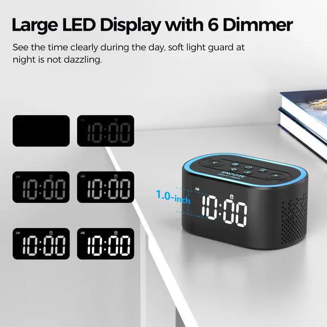 Alt view image 5 of 7 - Reacher Digital Alarm Clock & White Noise Sound Machine, 21 Soothing Sounds, 7 Wake Up Sounds, 8 Night Lights, 32-Level Volume, 9 Sleep Timer, Memory Function for Adult, Kid, Bedside, Bedroom