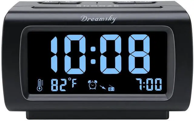 Main image of DreamSky Alarm Clock Radios for Bedrooms with Battery Backup, Large Big Numbers with Dimmer Wheel, USB Port, Bedside Digital FM Radio with Sleep Timer, Temperature, Adjustable Volume, Snooze