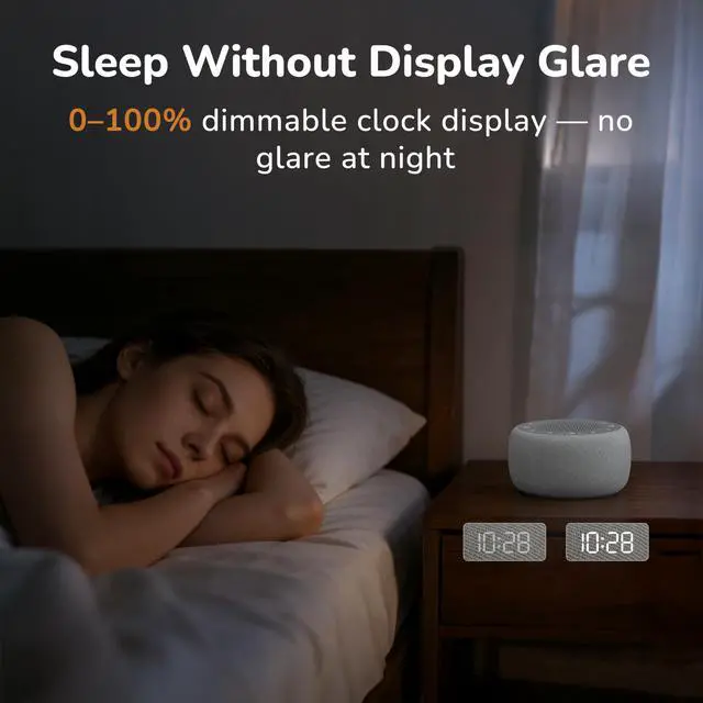 Alt view image 6 of 6 - Buffbee Alarm Clock with Sound Machine for Bedrooms 2-in-1 White Noise Machine for Sleep, Gentle Wake-Up with Soft Alarm Sounds, Ambient Night Light, Plug-in, Sleep Better, Wake Gently