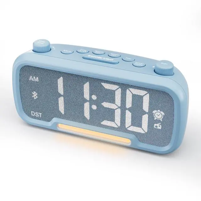 Main image of Mesqool Digital Alarm Clock with 2 USB Chargers,Bluetooth Speaker, FM Radio,Night Light,5-Level Dimmer,Adjustable Volume,12/24H,Snooze,Battery Backup,Loud Clock Radio for Heavy Sleepers Adults