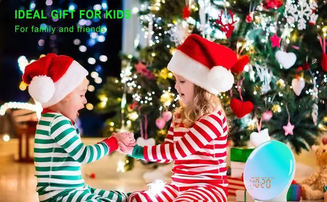 Alt view image 2 of 7 - Wake Up Light Sunrise Alarm Clock for Bedroom, 17 Nightlights, Sound Machine with 5W Bluetooth Speaker, 25 Soothing Sounds, SleepTimer, Dual Alarms, FM Radio, Ideal Gift for Baby, Kids, Adults, Senior