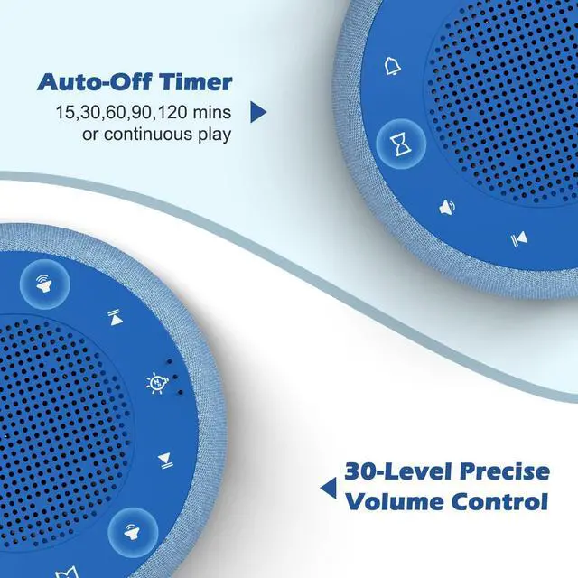 Alt view image 5 of 7 - Buffbee Sound Machine & Alarm Clock 2-in-1, 0-100% Clock Face Brightness, Bottom Colored Light, Sleep Timer, Precise 30-Level Volume Control White Noise Machine - Twilight