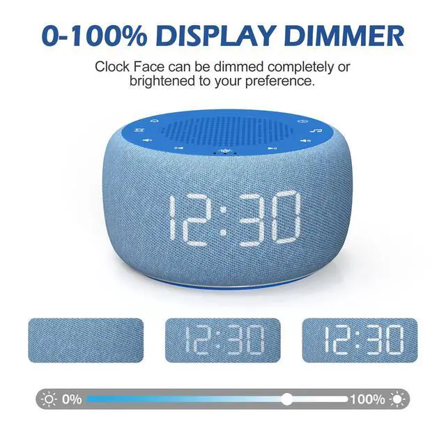 Alt view image 4 of 7 - Buffbee Sound Machine & Alarm Clock 2-in-1, 0-100% Clock Face Brightness, Bottom Colored Light, Sleep Timer, Precise 30-Level Volume Control White Noise Machine - Twilight