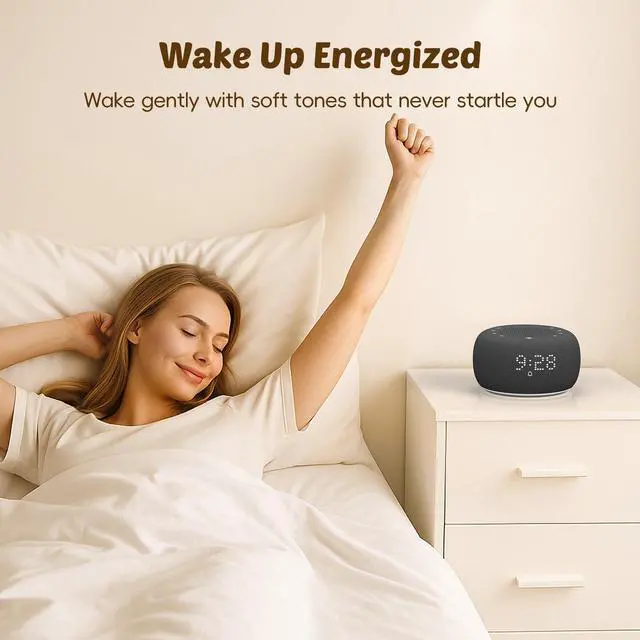 Alt view image 4 of 7 - Buffbee Pro 2nd Gen Upgraded Rechargeable Battery | 3-in-1 White Noise Machine for Sleep, Alarm Clock & Bluetooth Speaker, 25 Sleep Sounds, Portable for Travel & Bedroom