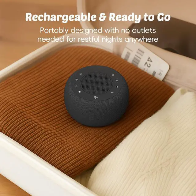 Alt view image 5 of 7 - Buffbee Pro 2nd Gen Upgraded Rechargeable Battery | 3-in-1 White Noise Machine for Sleep, Alarm Clock & Bluetooth Speaker, 25 Sleep Sounds, Portable for Travel & Bedroom