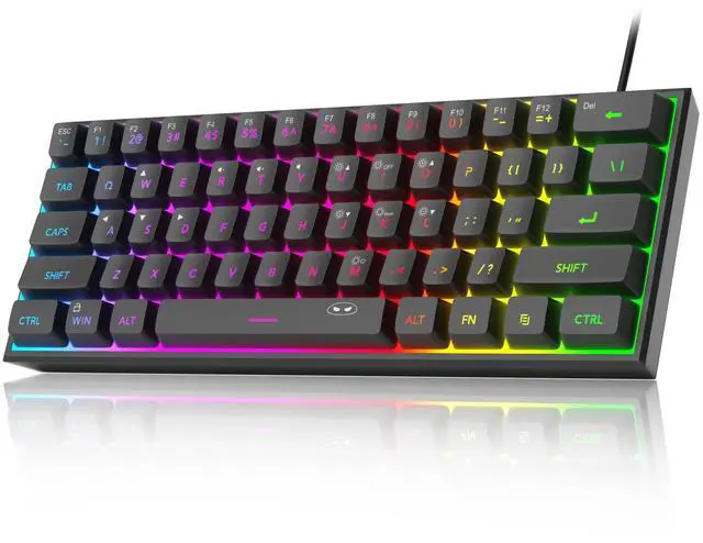 Main image of MageGee Mini 60% Gaming Keyboard, RGB Backlit 61 Key Ultra-Compact Keyboard, TS91 Ergonomic Waterproof Mechanical Feeling Office Computer Keyboards for PC, MAC, PS4, Xbox ONE Gamer(Black)