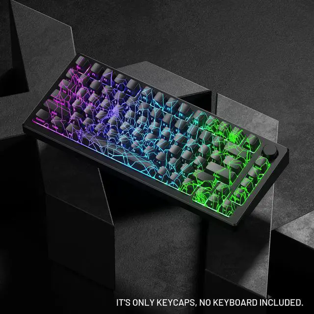 Alt view image 5 of 6 - HITIME x XVX Spider Web Keycaps 60 75 100 Percent - Shine Through Keycaps w/IMD Tech, for Mechanical Keyboards, Full 118 Key Set, OEM Profile, Lines Backlit, Side Printed - Black