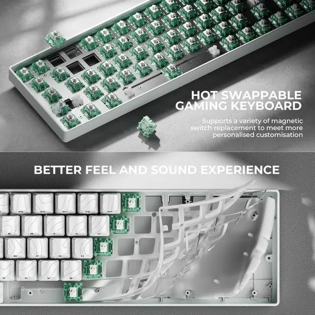 Alt view image 6 of 7 - x XVX HE68 Pro Rapid Trigger Keyboard 60% Percent,Hall Effect Keyboard with Gateron Magnetic Jade Pro Switch,CNC Aluminum Frame Topographic Custom Mechanical Key Board for PC/Laptop/Xbox/PS4/PS5,White