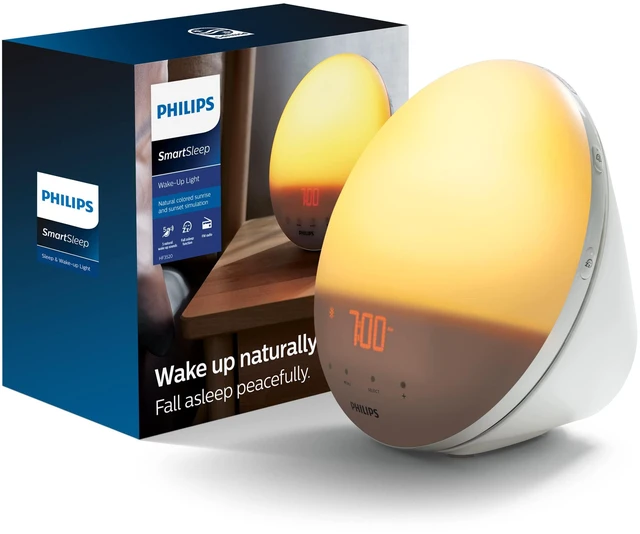 Main image of SmartSleep Wake-up Light, Colored Sunrise and Sunset Simulation, 5 Natural Sounds, FM Radio & Reading Lamp, Tap Snooze, HF3520/60