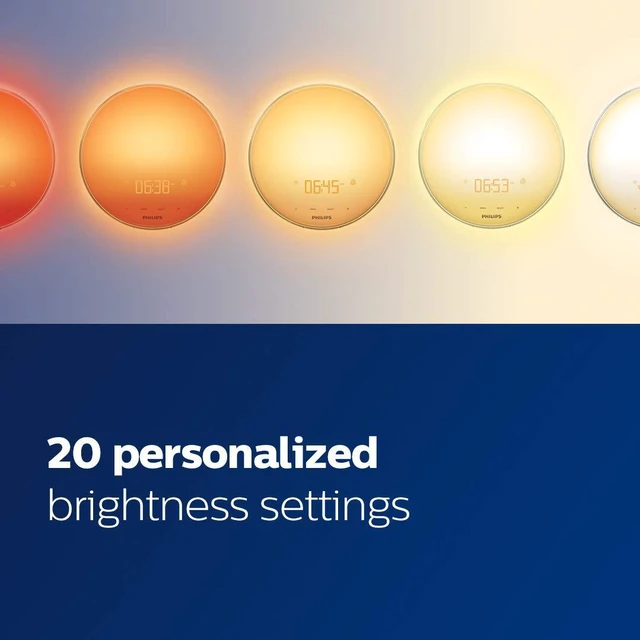 Alt view image 5 of 7 - SmartSleep Wake-up Light, Colored Sunrise and Sunset Simulation, 5 Natural Sounds, FM Radio & Reading Lamp, Tap Snooze, HF3520/60