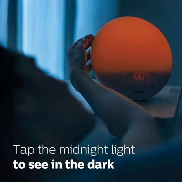 Alt view image 7 of 7 - SmartSleep Wake-up Light, Colored Sunrise and Sunset Simulation, 5 Natural Sounds, FM Radio & Reading Lamp, Tap Snooze, HF3520/60