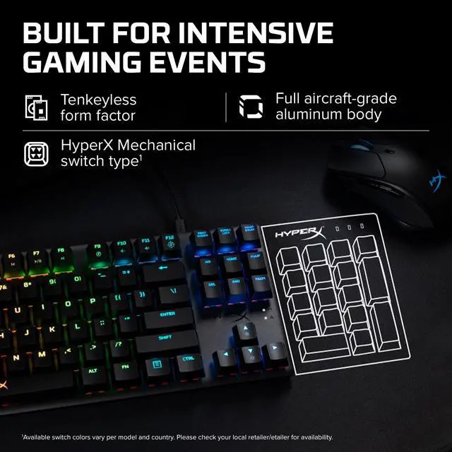 Alt view image 4 of 7 - HyperX Alloy Origins Core - Tenkeyless Mechanical Gaming Keyboard, Software Controlled Light & Macro Customization, Compact Form Factor, RGB LED Backlit, Tactile HyperX Aqua Switch,Black