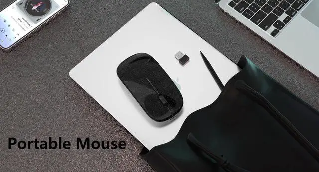 Alt view image 4 of 7 - WREANU Wireless Bluetooth Mouse Rechargeable Laptop Mice Silent Slim Use(Bluetooth5.2 and Portable 2.4GHz USB Receiver)Dual Mode Computer Mouse for Laptop/iPad/Tablet/Apple/Computer/Mac(Bright Black)