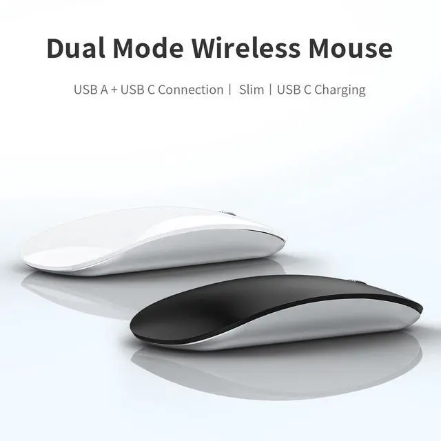 Alt view image 3 of 7 - Uiosmuph G11 Wireless Mouse, USB C Rechargeable Computer Mouse, Slim Silent Mice 2.4GHz Optical with USB Nano Receiver and Type C Receiver for Laptop/Mac/PC-Matte Black