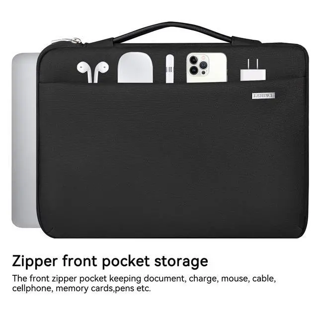Alt view image 3 of 7 - LANDICI 360°Laptop Sleeve Case 15.6 16 Inch Compatible with MacBook Pro 16 M1/M2/M3/M4 2019-2025, 15.6-16 Hp Dell Lenovo Acer Asus, Waterproof Computer Bag Cover with Handle, Black