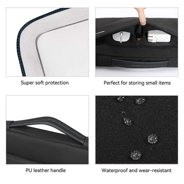 Alt view image 5 of 7 - LANDICI 360°Laptop Sleeve Case 15.6 16 Inch Compatible with MacBook Pro 16 M1/M2/M3/M4 2019-2025, 15.6-16 Hp Dell Lenovo Acer Asus, Waterproof Computer Bag Cover with Handle, Black