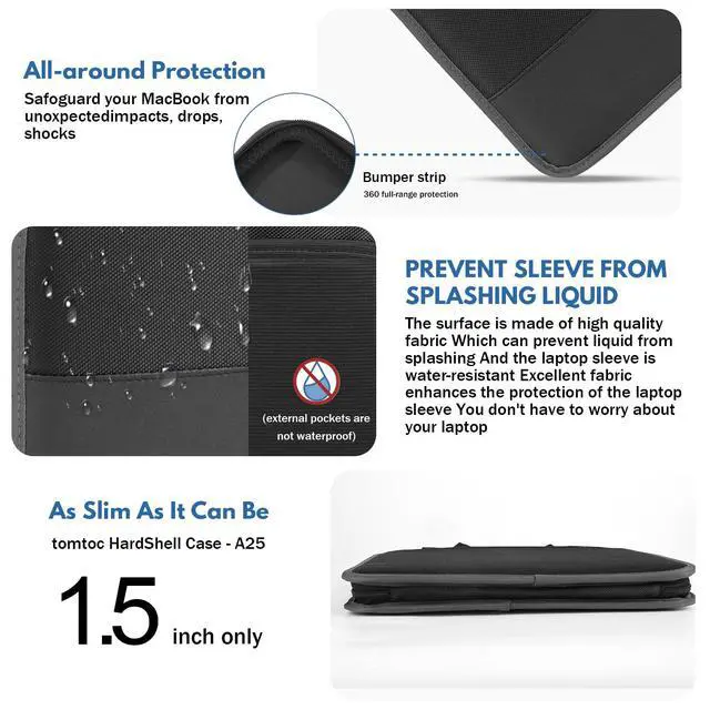 Alt view image 4 of 6 - CDBXPRG Laptop Case Sleeve 15.6 inch,15-16 inch Shockproof Computer Cover for HP,Laptop Bag for ASUS Acer Aspire 15,HP Pavilion/Envy 15,Dell Inspiron/Latitude 15,Lenovo IdeaPad 15,ASUS ZenBook(Black)