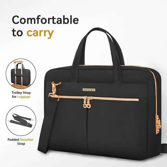 Alt view image 5 of 7 - Ferkurn Laptop Bag Case 15.6 16 Inch Laptop Sleeve for Women Men Compatible with Dell Inspiron XPS/HP Envy Pavilion/Lenovo ThinkPad/Vivobook/Acer, Strap Carrying Briefcase Computer Bag Case, Black