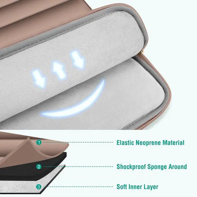 Alt view image 4 of 7 - MOSISO Laptop Case 16 inch, 15-15.6 inch Puffy Laptop Sleeve Compatible with MacBook Pro 16, HP Dell ASUS Acer Toshiba Lenovo Notebook Computer, Polyester Horizontal Bag with Small Case, Brown