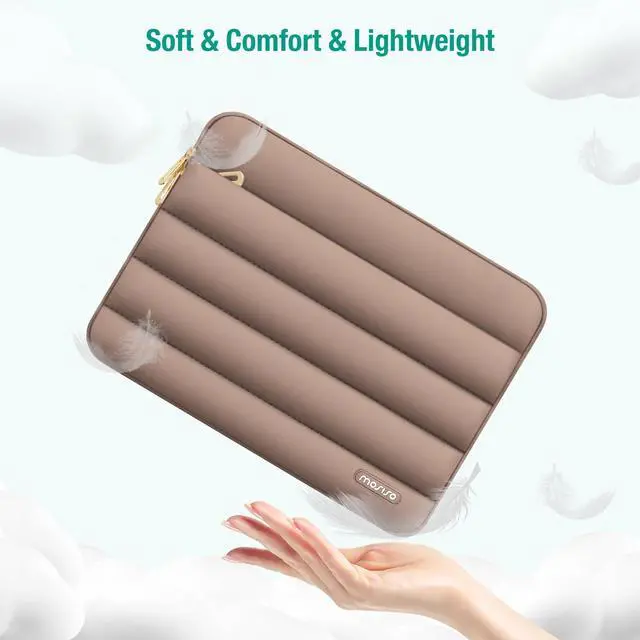 Alt view image 5 of 7 - MOSISO Laptop Case 16 inch, 15-15.6 inch Puffy Laptop Sleeve Compatible with MacBook Pro 16, HP Dell ASUS Acer Toshiba Lenovo Notebook Computer, Polyester Horizontal Bag with Small Case, Brown