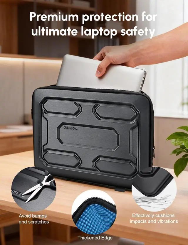 Alt view image 6 of 7 - 15.6 inch Laptop Sleeve Shoulder Bag Shockproof Computer Bag Waterproof EVA Protective Carrying Case for 15.6" Lenovo Yoga 720 IdeaPad 310 320 ThinkPad T570/Dell Inspiron 15/HP Envy 15, Black
