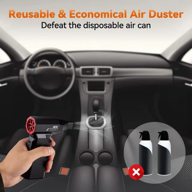 Alt view image 6 of 7 - Compressed Air Duster, 130000RPM Super Power Electric Air Dusters with AI Indicator, 5 Gear Brushless Motor, Rechargeable Mini Dust Blower for Computer, Keyboard, House, Outdoor and Car