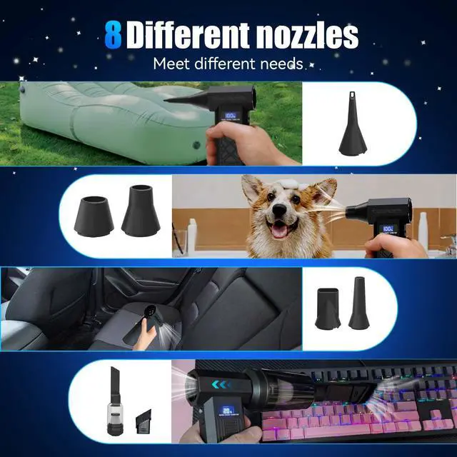 Alt view image 6 of 7 - Compressed Air Duster-130000RPM Super Power Electric Air Duster, 4-Gear Adjustable Mini Blower with Type-C Fast Charging, Dust Blower for Computer, Keyboard, House, Outdoor and Car