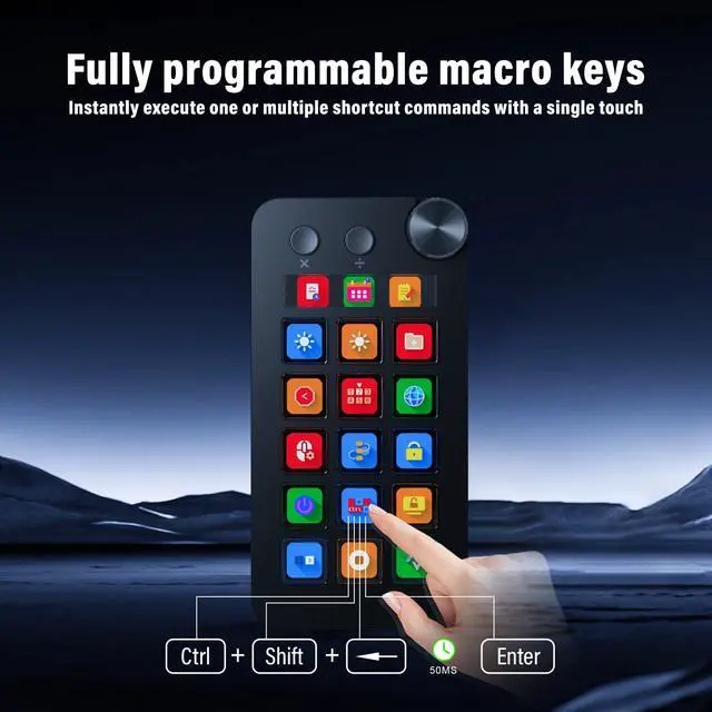 Alt view image 6 of 7 - ActionRing Stream Controller Deck,Macro Keypad,Gaming Macro Keyboard,Three Modes(Shortcut Keys,Calculator,Numeric Keypad),for OBS,Photoshop,Adobe Premiere Pro and Office Setup(N1 Black)