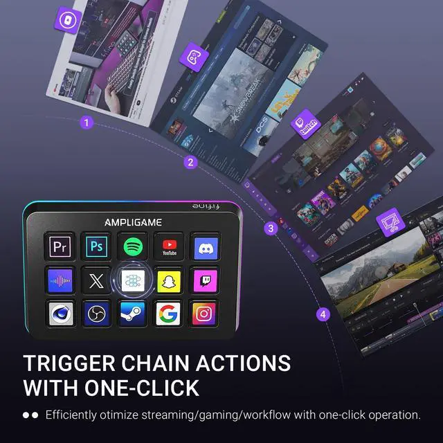 Alt view image 2 of 7 - FIFINE AmpliGame Stream Controller with 15 Macro Keys, Streaming Keyboard with Trigger Actions in OBS/Twitch/YouTube/Streamlabs, Shortcut Buttons Keypad Works with Mac and PC-D6