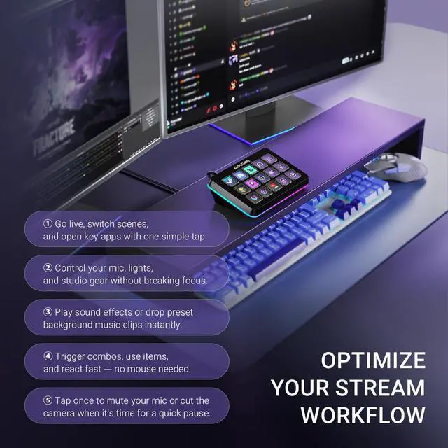 Alt view image 5 of 7 - FIFINE AmpliGame Stream Controller with 15 Macro Keys, Streaming Keyboard with Trigger Actions in OBS/Twitch/YouTube/Streamlabs, Shortcut Buttons Keypad Works with Mac and PC-D6