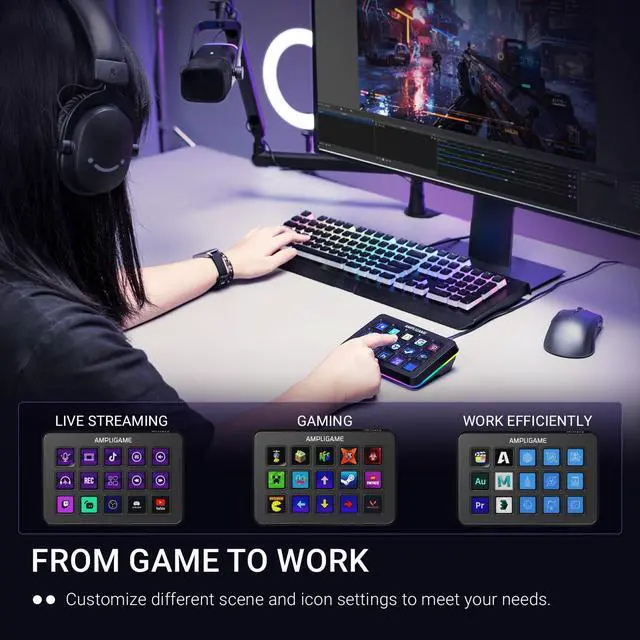 Alt view image 6 of 7 - FIFINE AmpliGame Stream Controller with 15 Macro Keys, Streaming Keyboard with Trigger Actions in OBS/Twitch/YouTube/Streamlabs, Shortcut Buttons Keypad Works with Mac and PC-D6