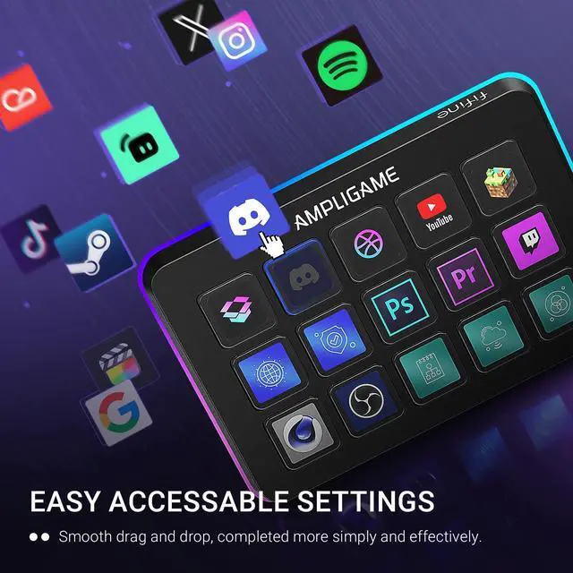 Alt view image 7 of 7 - FIFINE AmpliGame Stream Controller with 15 Macro Keys, Streaming Keyboard with Trigger Actions in OBS/Twitch/YouTube/Streamlabs, Shortcut Buttons Keypad Works with Mac and PC-D6