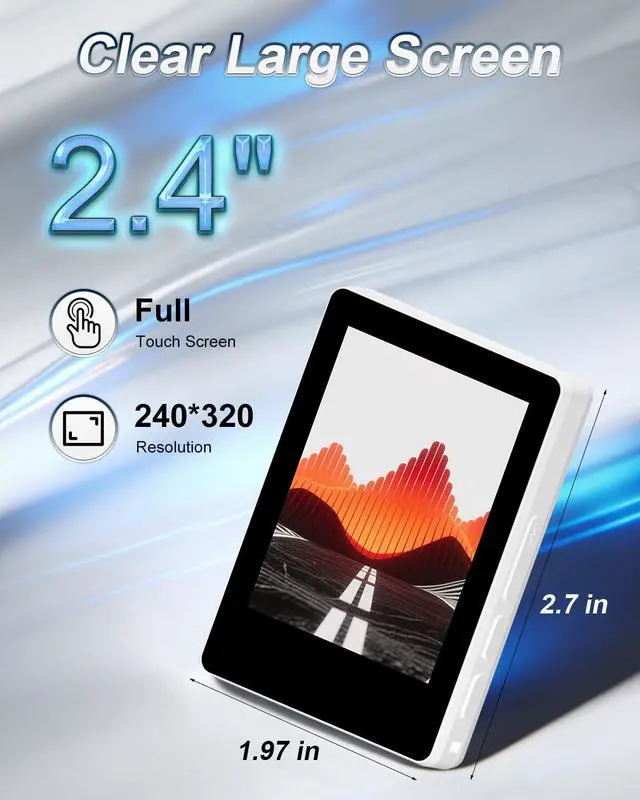 Alt view image 2 of 7 - 32GB MP3 Player with Bluetooth 5.2 and Smart Index Search, Portable Bluetooth Music Player with Built-in HD Speaker, FM Radio, Voice Recorder, HiFi Sound, E-Book, Up to 512GB (White)