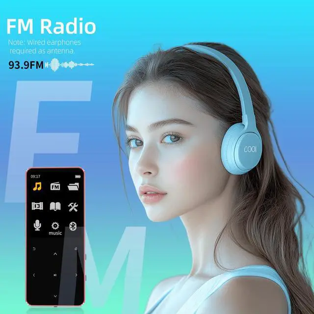 Alt view image 2 of 7 - CONODO Mp3 Player Bluetooth with Speaker,HiFi Sound Music Player with Bluetooth,FM Radio, Recorder, E-Book, Support up to 128GB Portable Digital Mp3 for Sports, Study, Travel,Rose Gold 64GB