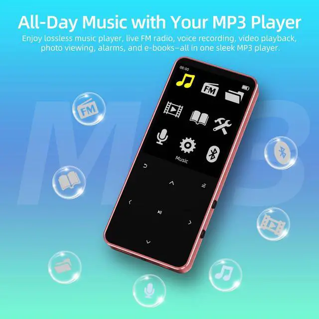 Alt view image 3 of 7 - CONODO Mp3 Player Bluetooth with Speaker,HiFi Sound Music Player with Bluetooth,FM Radio, Recorder, E-Book, Support up to 128GB Portable Digital Mp3 for Sports, Study, Travel,Rose Gold 64GB