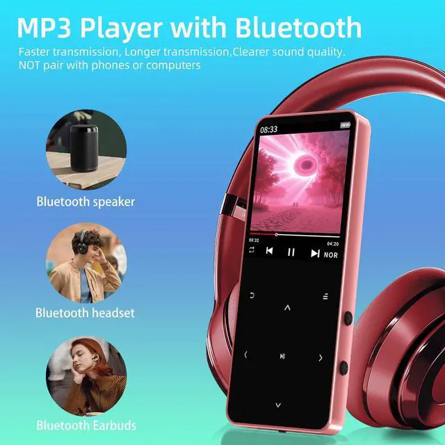 Alt view image 4 of 7 - CONODO Mp3 Player Bluetooth with Speaker,HiFi Sound Music Player with Bluetooth,FM Radio, Recorder, E-Book, Support up to 128GB Portable Digital Mp3 for Sports, Study, Travel,Rose Gold 64GB