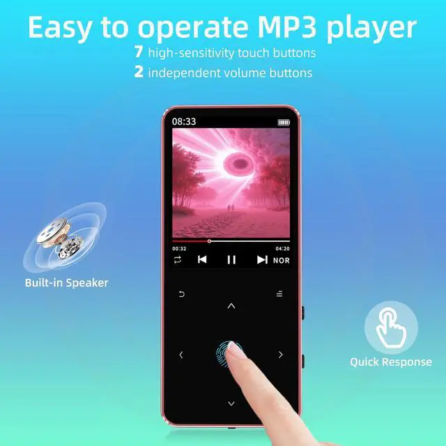 Alt view image 5 of 7 - CONODO Mp3 Player Bluetooth with Speaker,HiFi Sound Music Player with Bluetooth,FM Radio, Recorder, E-Book, Support up to 128GB Portable Digital Mp3 for Sports, Study, Travel,Rose Gold 64GB