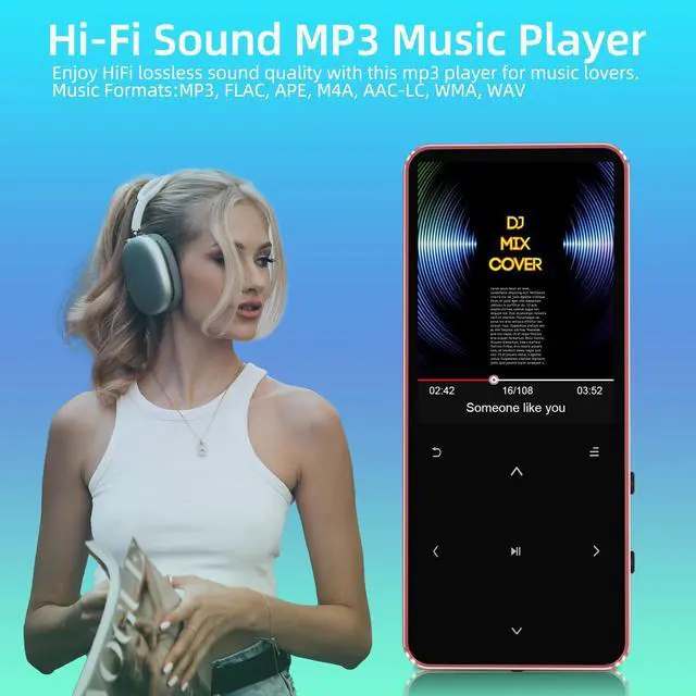 Alt view image 7 of 7 - CONODO Mp3 Player Bluetooth with Speaker,HiFi Sound Music Player with Bluetooth,FM Radio, Recorder, E-Book, Support up to 128GB Portable Digital Mp3 for Sports, Study, Travel,Rose Gold 64GB