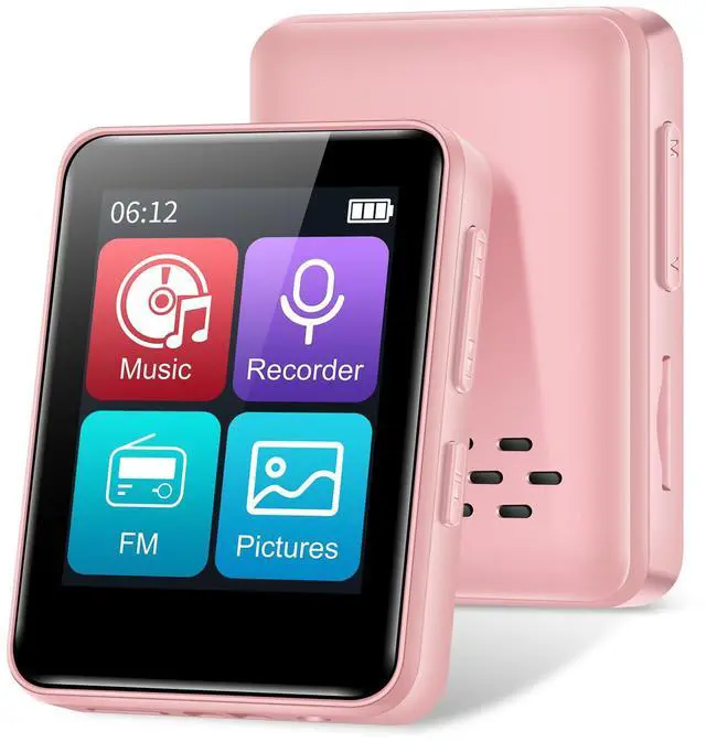 Main image of MP3 Player with Bluetooth, 1.8 inch Screen Portable Music Player with Speaker, FM Radio, Recorder, Expansion to 512GB, Pink with 32GB Micro SD Card