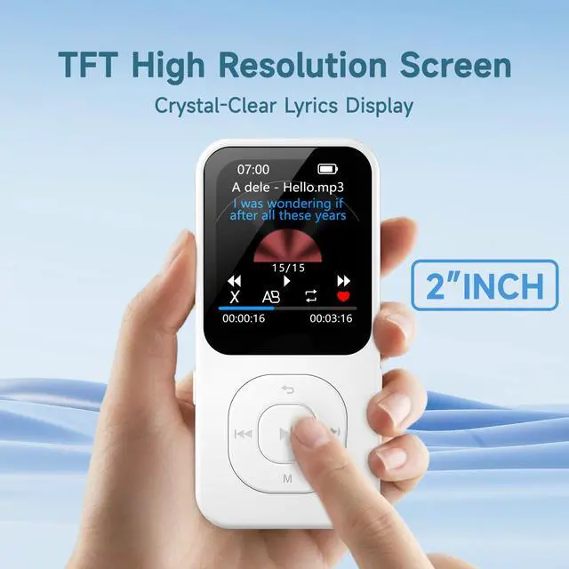 Alt view image 4 of 7 - 64GB MP3 Player with Bluetooth 5.3, PECSU Music Player with Speaker, FM Radio, Voice Recorder, HiFi Sound, E-Book, Earphones Included (White)