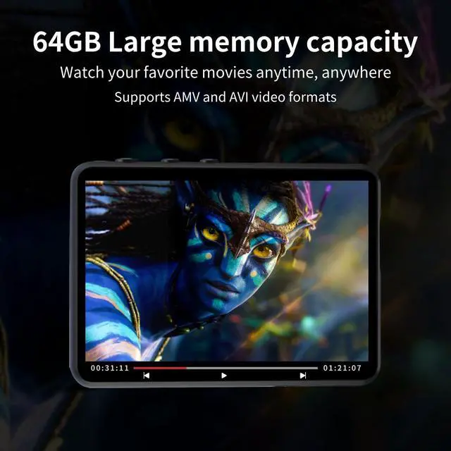 Alt view image 3 of 7 - MP3 Player with Bluetooth 5.3-64GB Portable Music Player with 2.4" Full Touch Screen, MP3 Player with HD Speaker, FM Radio, Video, Voice Recorder, HiFi Sound Shuffle Music Player Support up 128GB