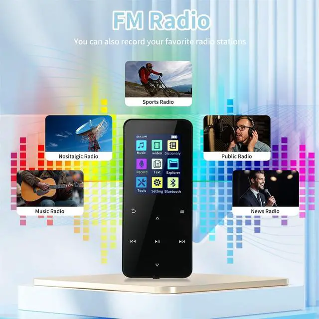 Alt view image 6 of 7 - 144GB MP3 Player with Bluetooth 5.2 Portable Multi-Function Music Player with HD Speaker,FM Radio, Voice Recorder, E-Book Slim Design Metal Shell (Earphones Included)