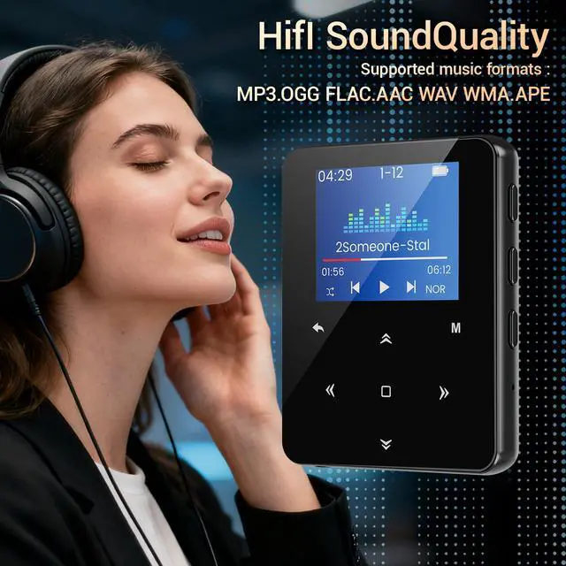 Alt view image 4 of 7 - Aeheqkl 64GB Bluetooth 5.3 MP3 Player, Hi-Fi Lossless Music Player with Speaker, Pocket Size for Running & Workout, FM Radio & Voice Recorder, Supports up to 128GB Micro SD, Ideal Tech Gift