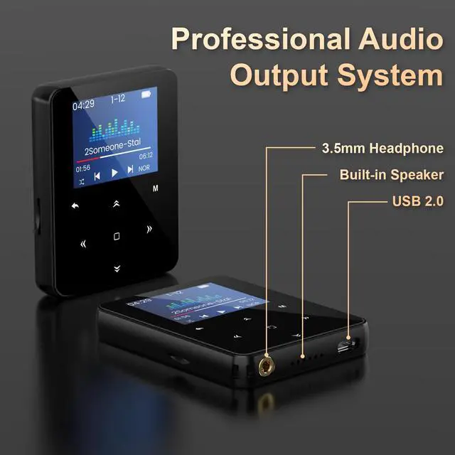 Alt view image 5 of 7 - Aeheqkl 64GB Bluetooth 5.3 MP3 Player, Hi-Fi Lossless Music Player with Speaker, Pocket Size for Running & Workout, FM Radio & Voice Recorder, Supports up to 128GB Micro SD, Ideal Tech Gift