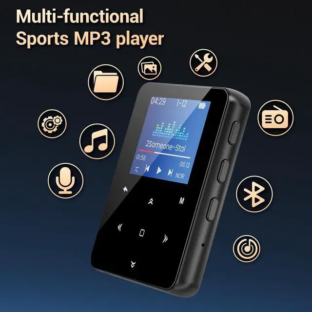 Alt view image 6 of 7 - Aeheqkl 64GB Bluetooth 5.3 MP3 Player, Hi-Fi Lossless Music Player with Speaker, Pocket Size for Running & Workout, FM Radio & Voice Recorder, Supports up to 128GB Micro SD, Ideal Tech Gift