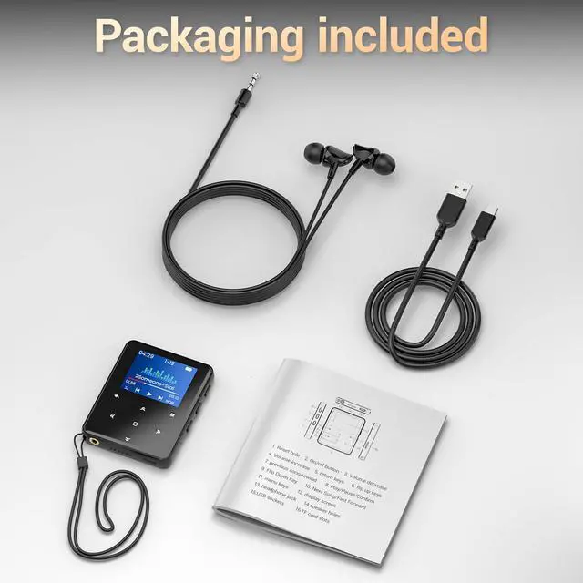 Alt view image 7 of 7 - Aeheqkl 64GB Bluetooth 5.3 MP3 Player, Hi-Fi Lossless Music Player with Speaker, Pocket Size for Running & Workout, FM Radio & Voice Recorder, Supports up to 128GB Micro SD, Ideal Tech Gift